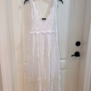 Bella Amore bohemian white cotton crocheted lace made in Italy maxi dress